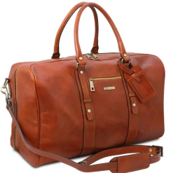 Reisetasche aus Leder mit Vorderfach