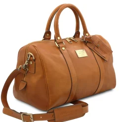 Reisetasche aus Leder mit Fach auf der Rückseite - Klein
