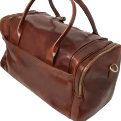 Reisetasche aus Leder mit 2 Reissverschluss - Seitentaschen