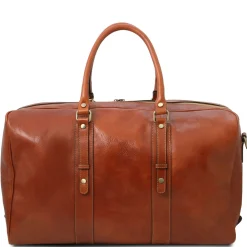 Reisetasche aus Leder mit Vorderfach