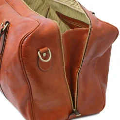 Reisetasche aus Leder mit Vorderfach
