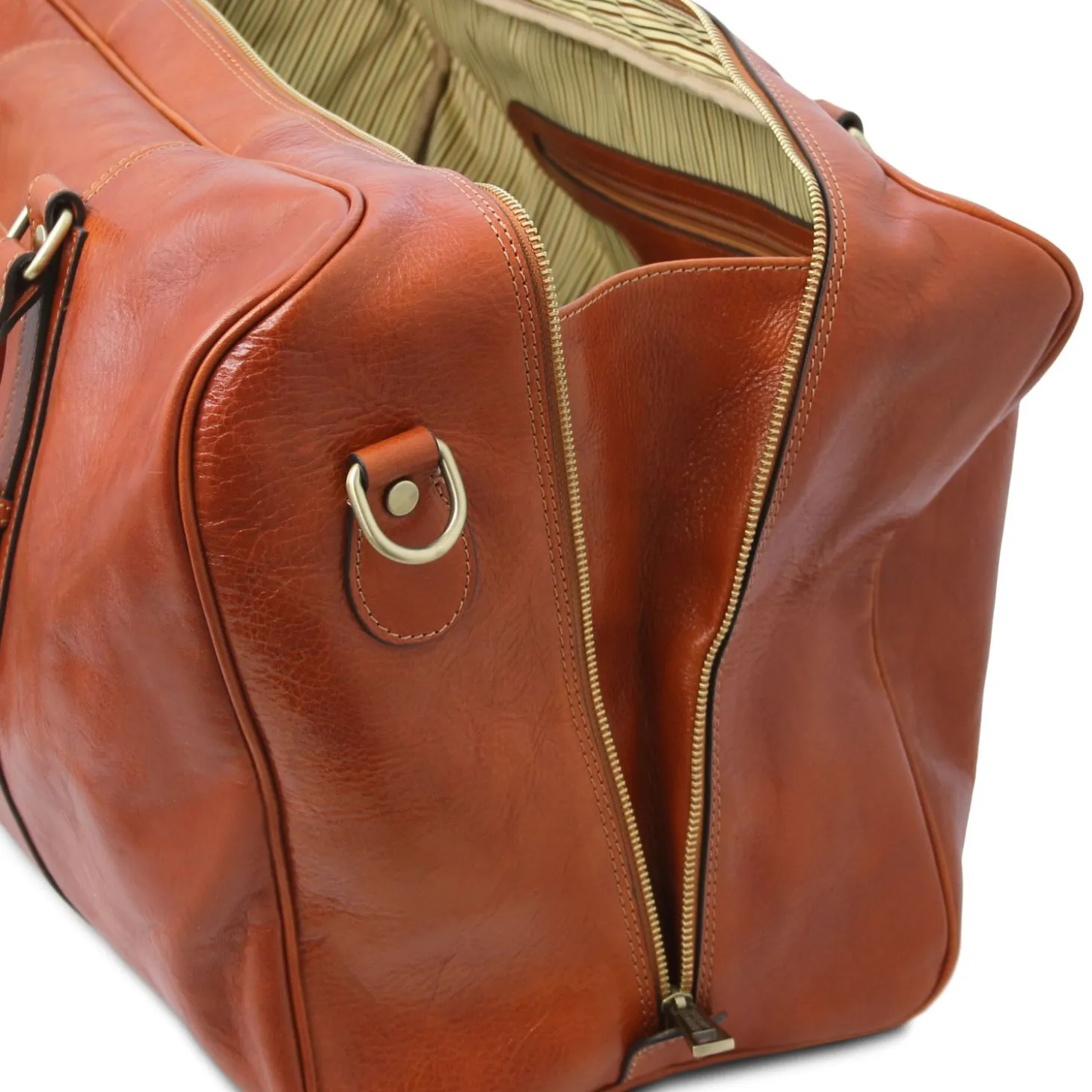 Reisetasche aus Leder mit Vorderfach