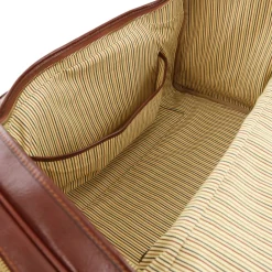Reisetasche aus Leder mit 2 Reissverschluss - Seitentaschen
