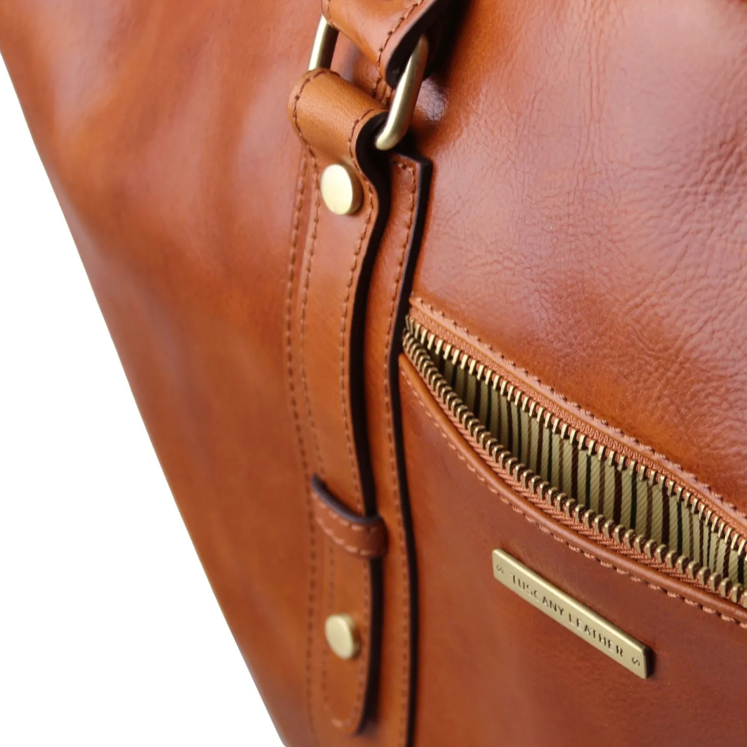 Reisetasche aus Leder mit Vorderfach