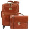 4 Rollen Ledertrolley und TL SMART Notebooktasche aus Leder