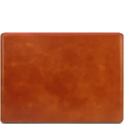 Schreibtischunterlage mit Klappe, Mauspad und Schale aus Leder