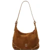Schultertasche aus Wildleder
