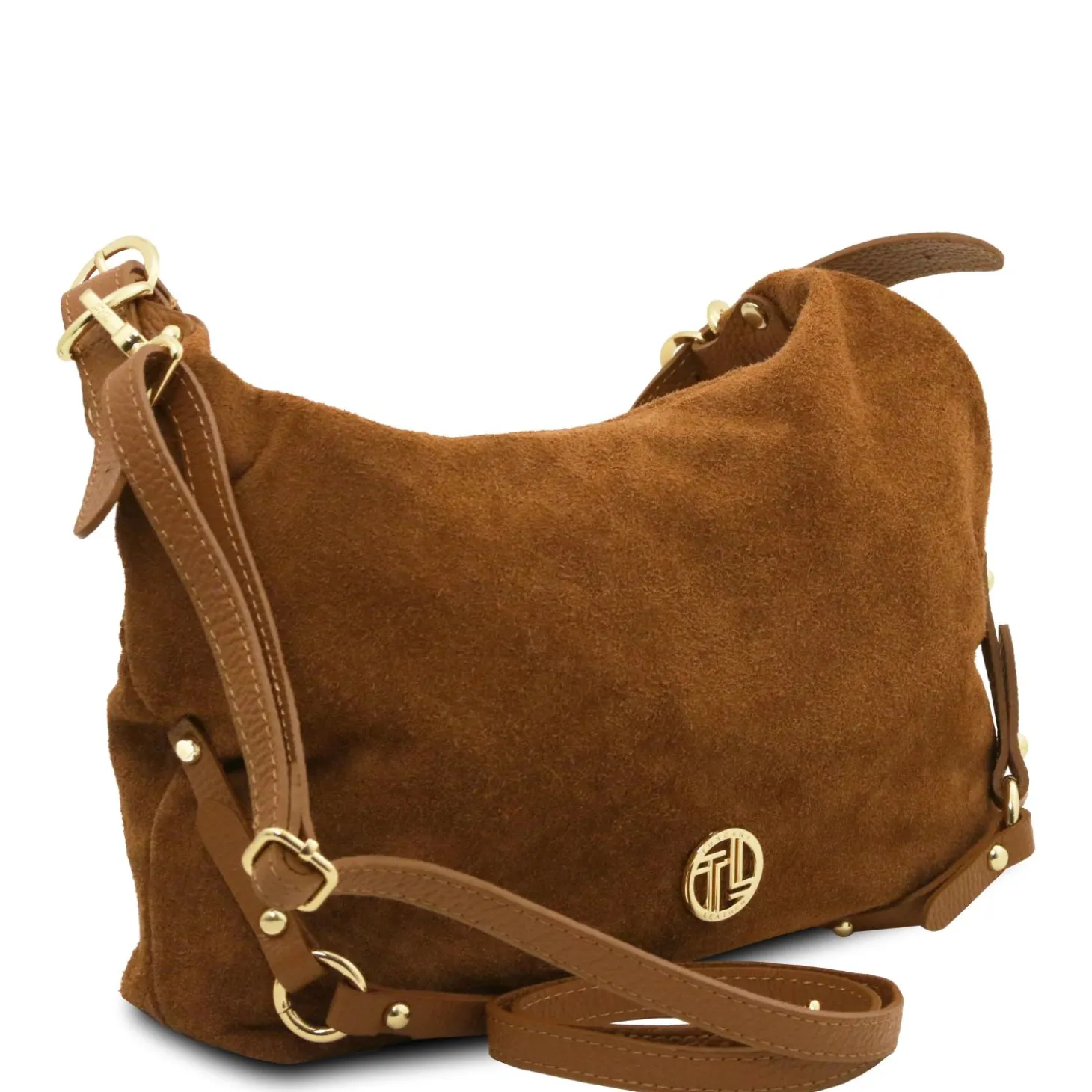 Schultertasche aus Wildleder