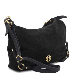 Schultertasche aus Wildleder