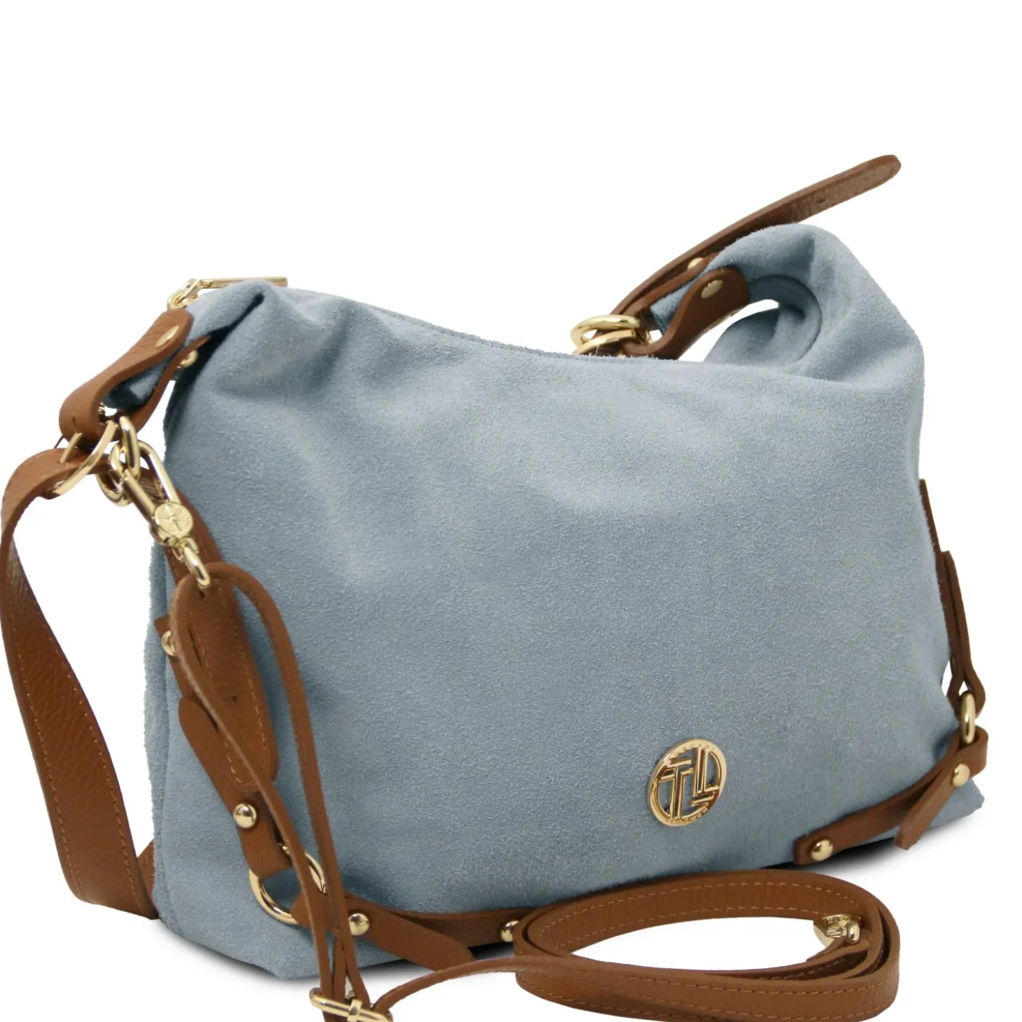 Schultertasche aus Wildleder