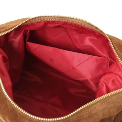 Schultertasche aus Wildleder