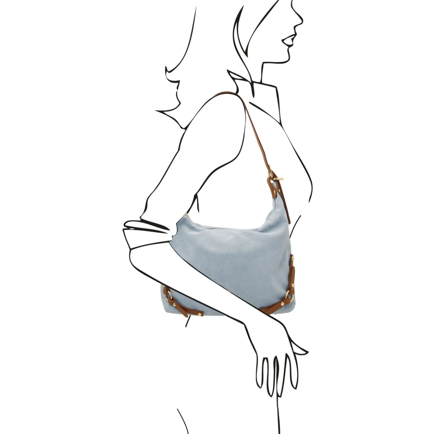 Schultertasche aus Wildleder