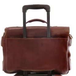 TL SMART Multifach-Aktentasche aus Leder mit Zwei Aufgesetzten Taschen