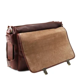 TL SMART Multifach-Aktentasche aus Leder mit Zwei Aufgesetzten Taschen