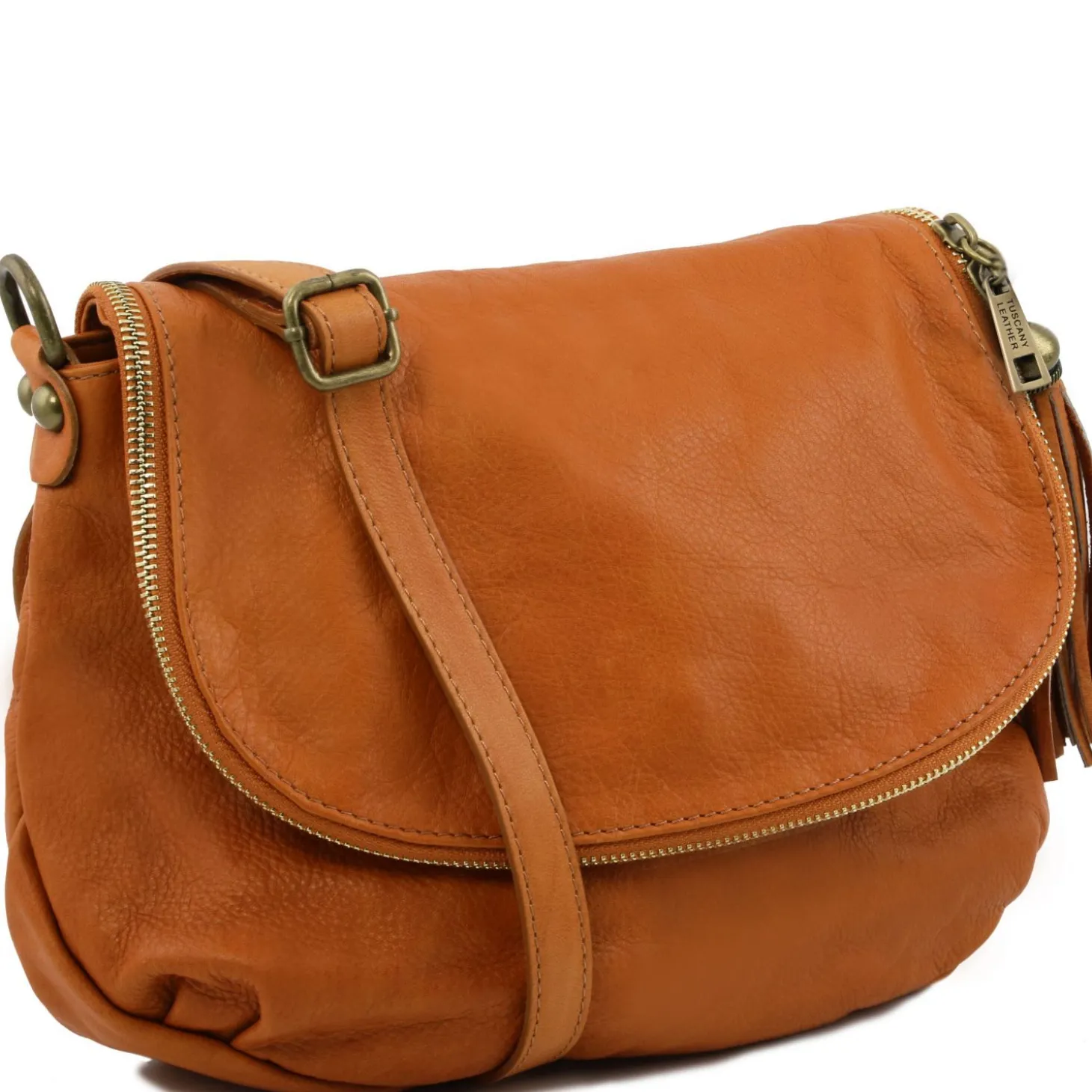 Umhängetasche aus Weichem Leder mit Quasten