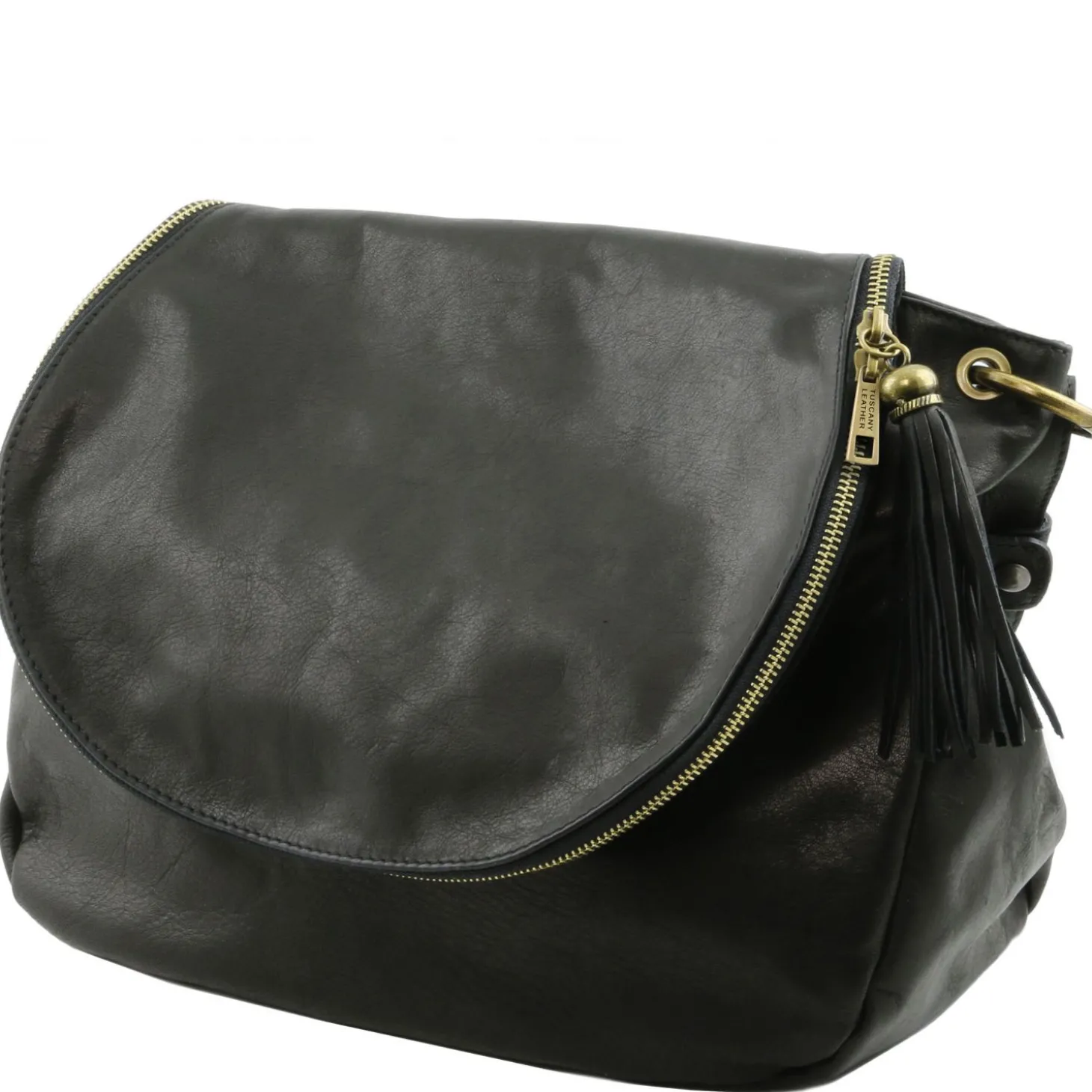 Umhängetasche aus Weichem Leder mit Quasten