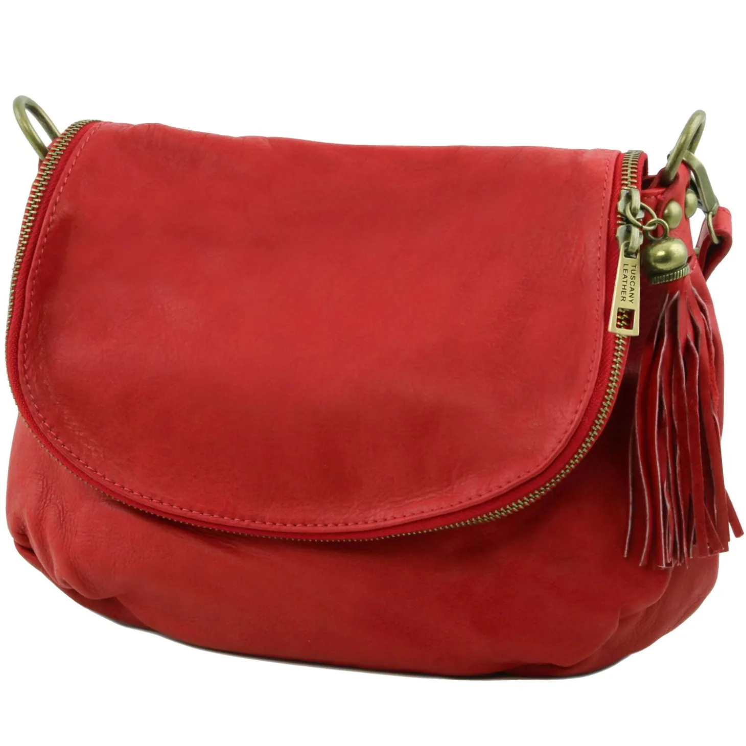 Umhängetasche aus Weichem Leder mit Quasten