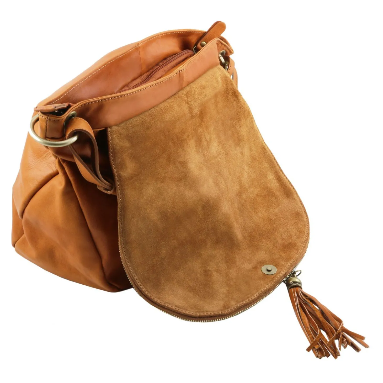 Umhängetasche aus Weichem Leder mit Quasten